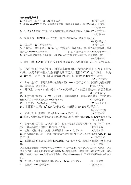 万科房地的房地产开发成本