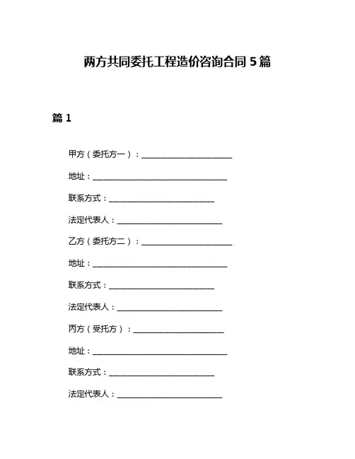 两方共同委托工程造价咨询合同5篇