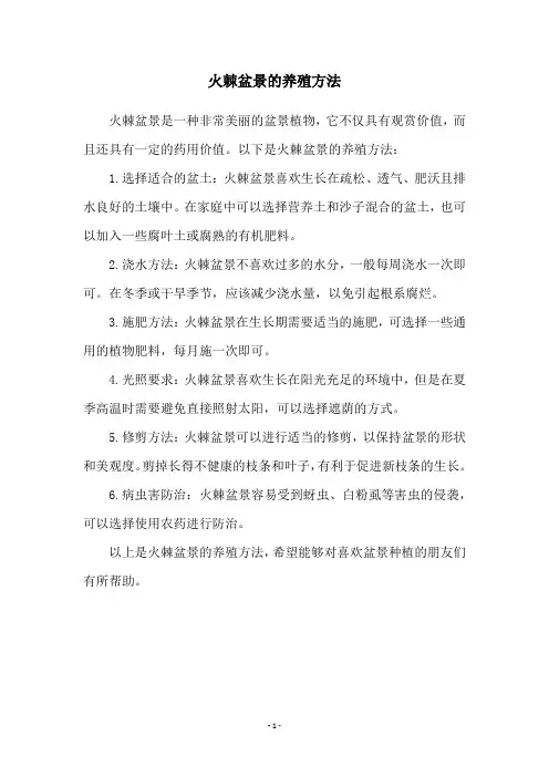 火棘盆景的养殖方法