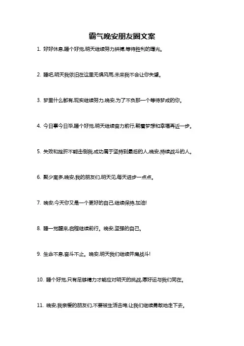 霸气晚安朋友圈文案