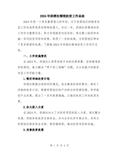 2024年供销社精准扶贫工作总结