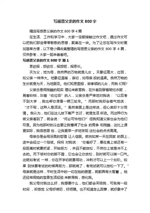 精选写感恩父亲的作文800字4篇