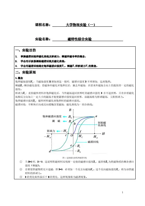磁特性综合实验实验报告 
