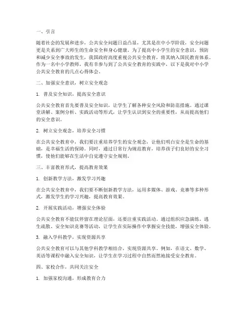 中小学公共安全教育心得