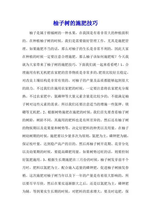 柚子树的施肥技巧