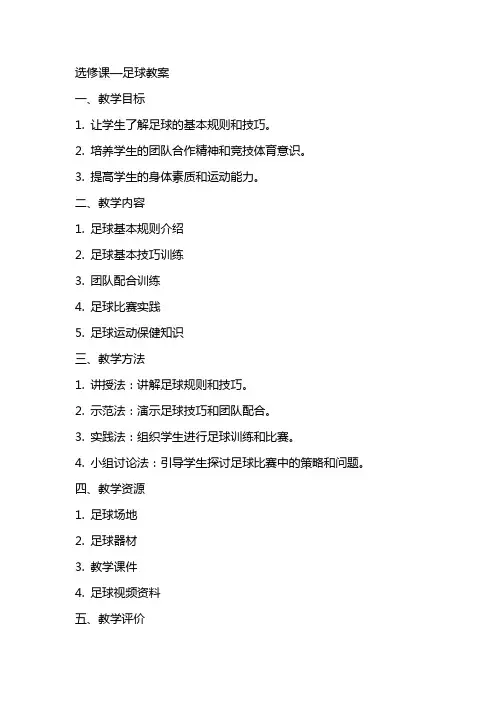 选修课—足球教案
