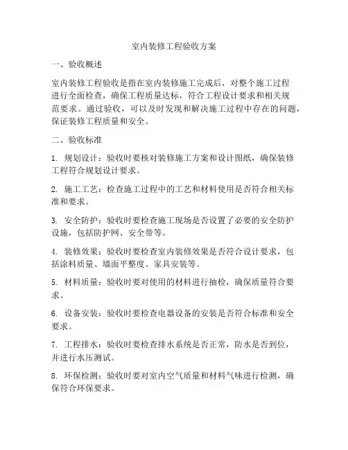 室内装修工程验收方案