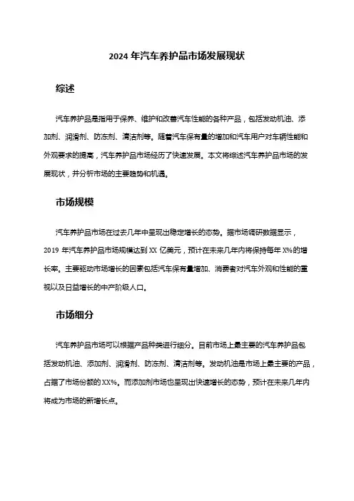 2024年汽车养护品市场发展现状