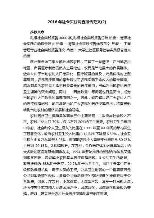 2016年社会实践调查报告范文（2）