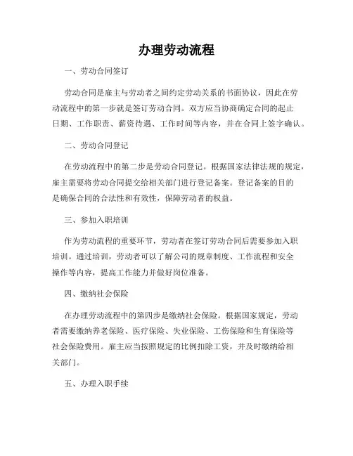 办理劳动流程