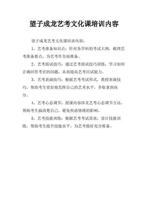 望子成龙艺考文化课培训内容