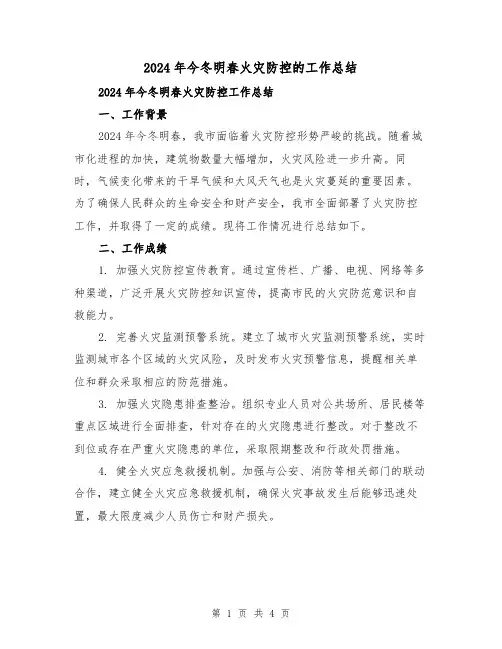 2024年今冬明春火灾防控的工作总结（二篇）