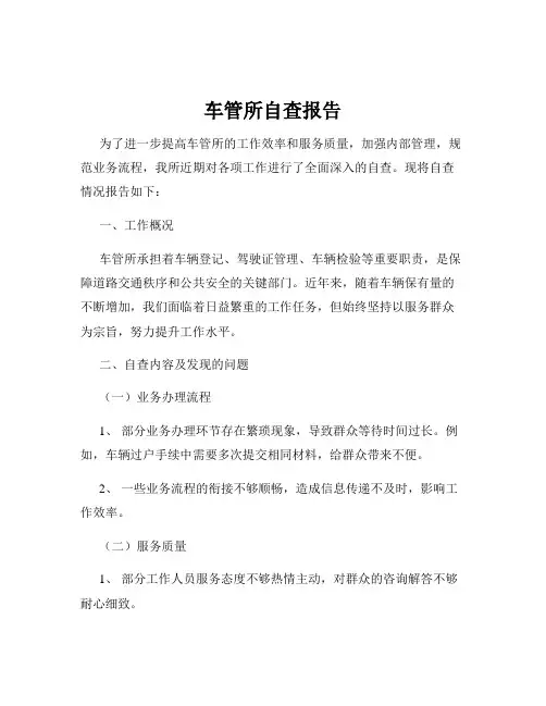 车管所自查报告