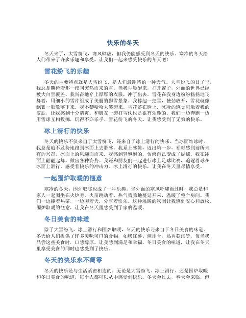 快乐的冬天作文