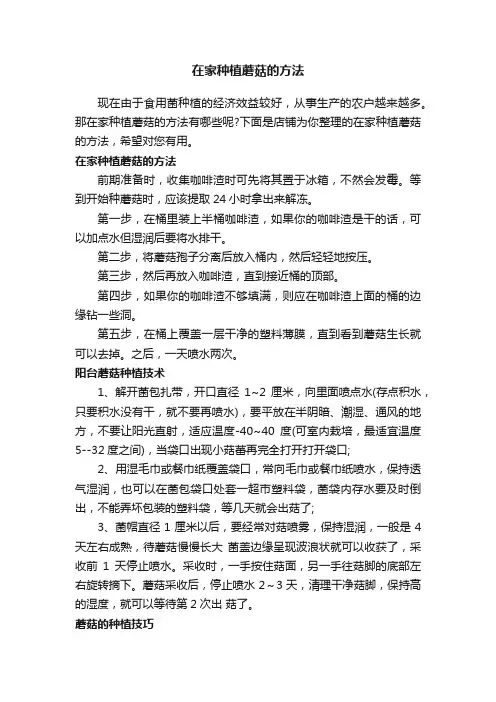 在家种植蘑菇的方法