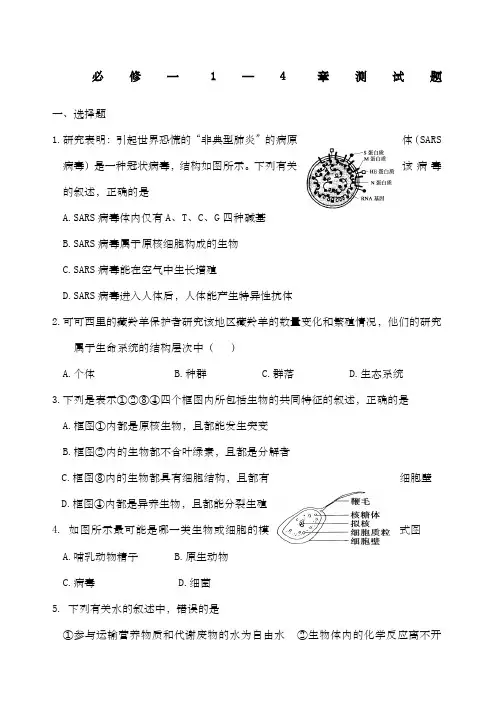 生物人教版必修一前四章综合练习题