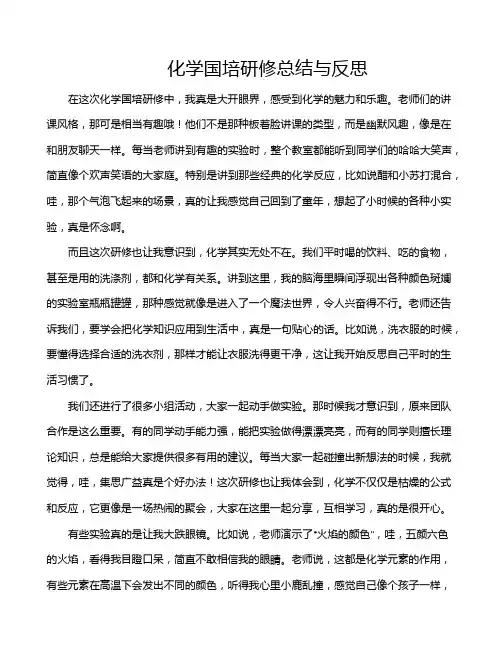 化学国培研修总结与反思