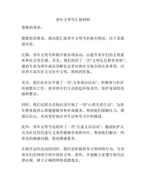 青年文明号汇报材料
