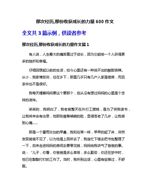 那次经历,那份收获成长的力量600作文