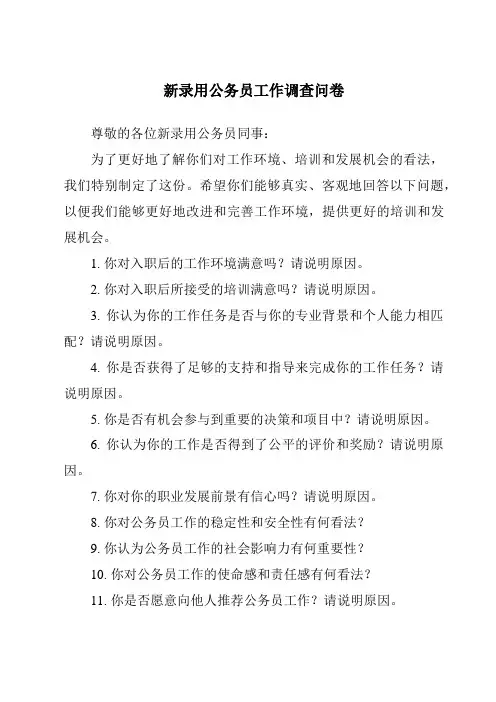 新录用公务员工作调查问卷