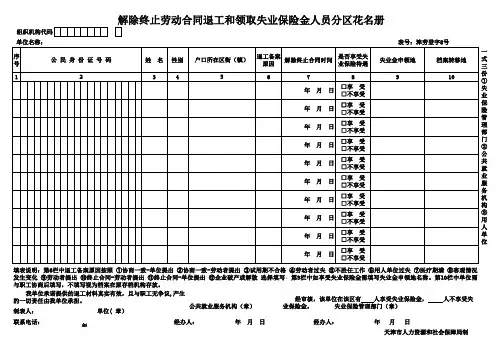 劳动局退工-解除终止劳动合同退工和领取失业保险金人员分区花名册(2018版)
