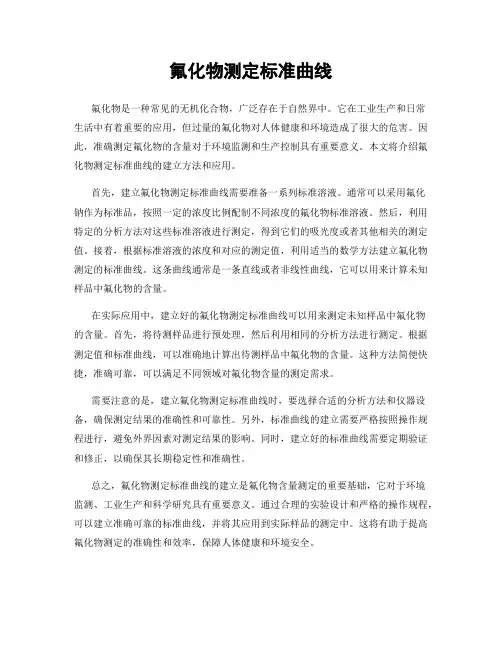 氟化物测定标准曲线