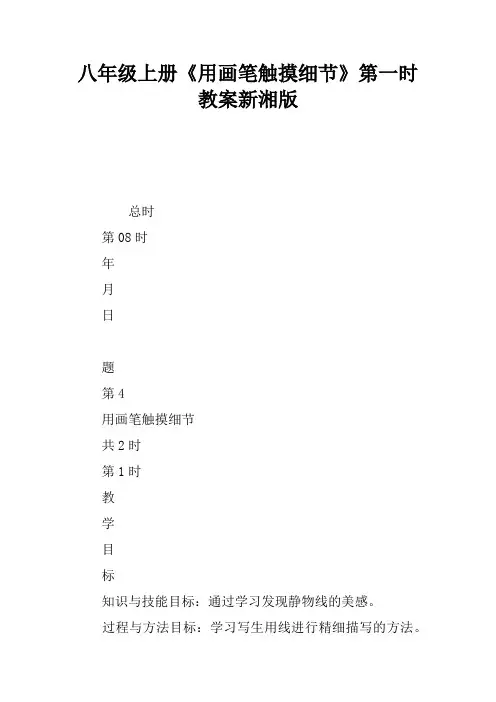 八年级上册《用画笔触摸细节》第一课时教案新湘版