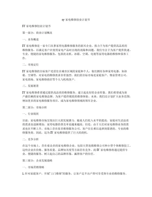 sy家电维修创业计划书