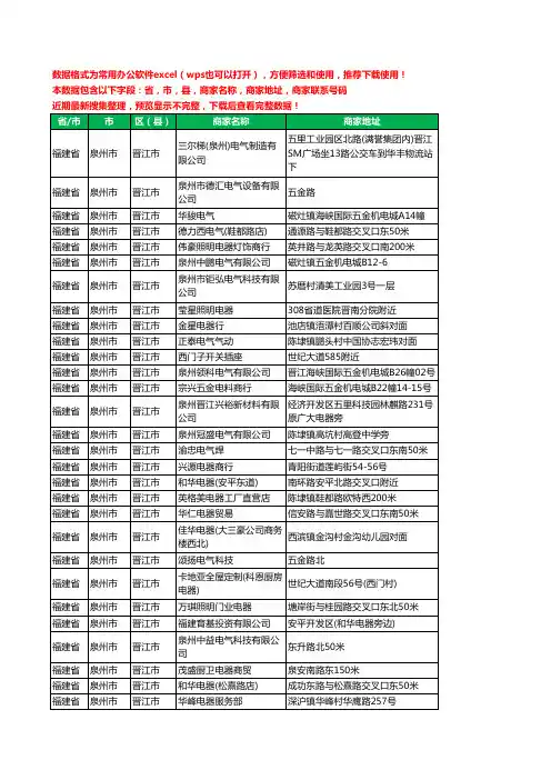 2020新版福建省泉州市晋江市电器有限公司工商企业公司商家名录名单黄页联系电话号码地址大全126家