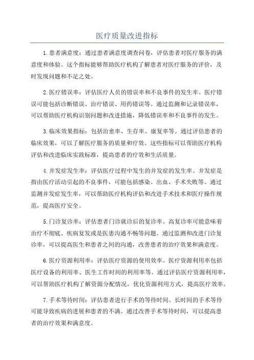医疗质量改进指标
