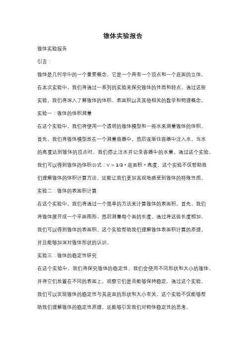 锥体实验报告
