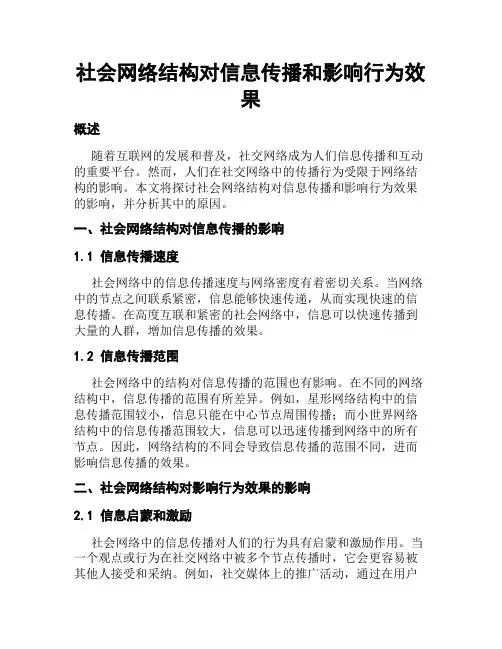 社会网络结构对信息传播和影响行为效果