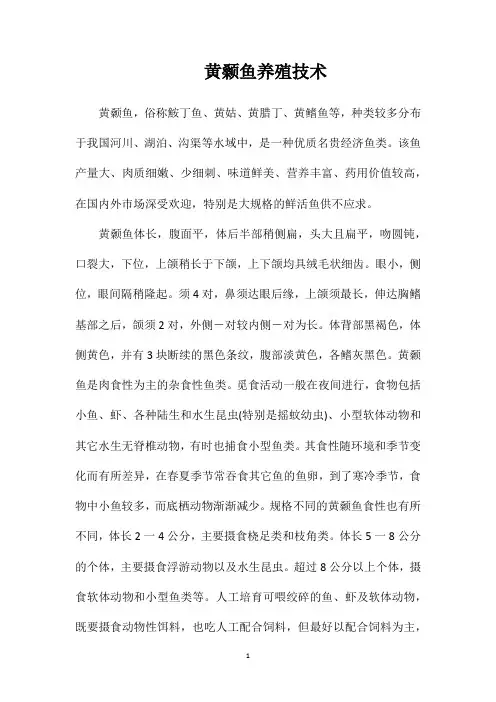 黄颡鱼养殖技术