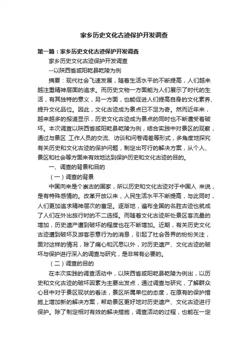 家乡历史文化古迹保护开发调查