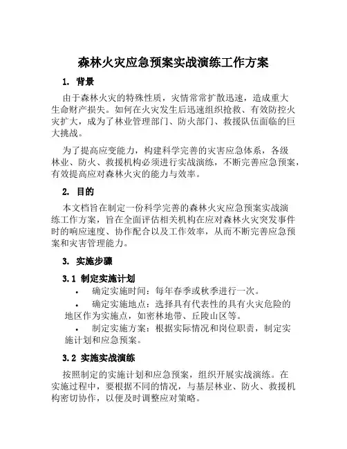 森林火灾应急预案实战演练工作方案 范文