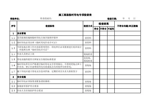 施工现场临时用电专项检查表