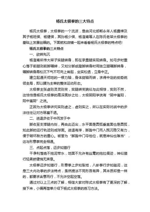 杨氏太极拳的三大特点