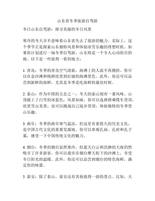 山东省冬季旅游自驾游