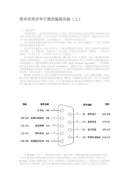 简单异步串行通信编程实验