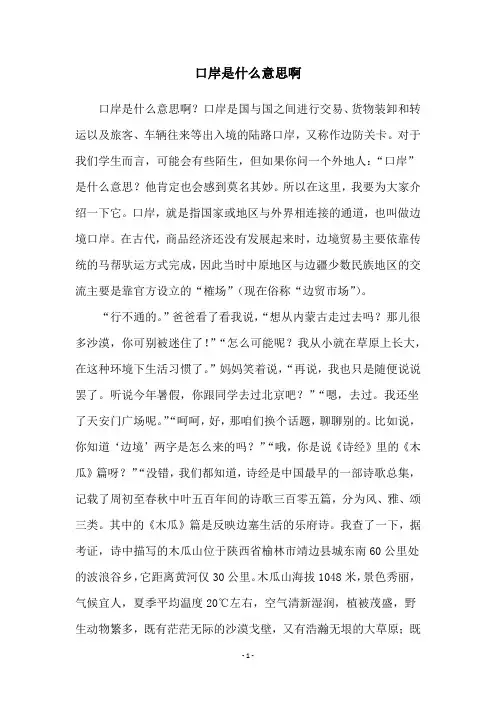 口岸是什么意思啊