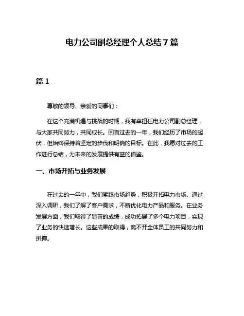 电力公司副总经理个人总结7篇