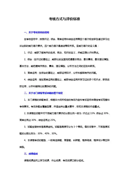 Java程序设计  考核标准
