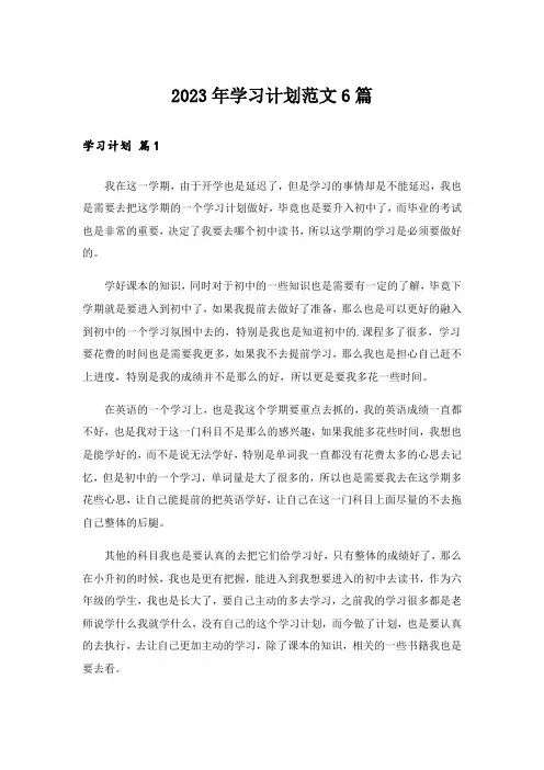 2023年学习计划范文6篇_3