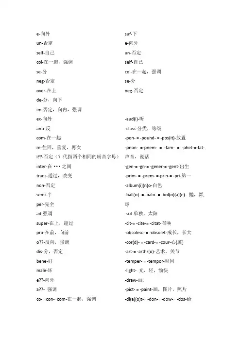 常见的英语前缀和中缀
