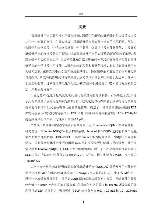 氮掺杂石墨烯量子点的电化学发光分析及可视化检测