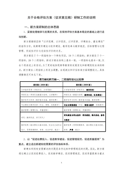 关于合格评估方案(征求意见稿)研制工作的说明