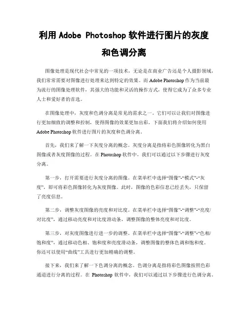 利用Adobe Photoshop软件进行图片的灰度和色调分离