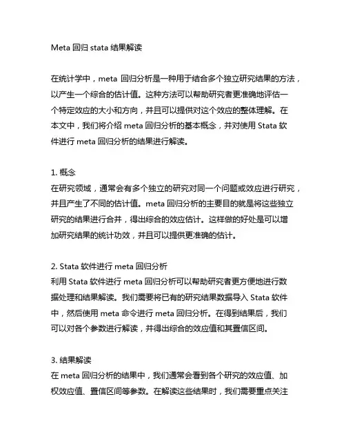 meta回归stata结果解读