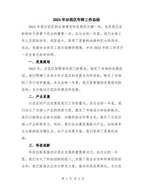 2024年示范区年终工作总结