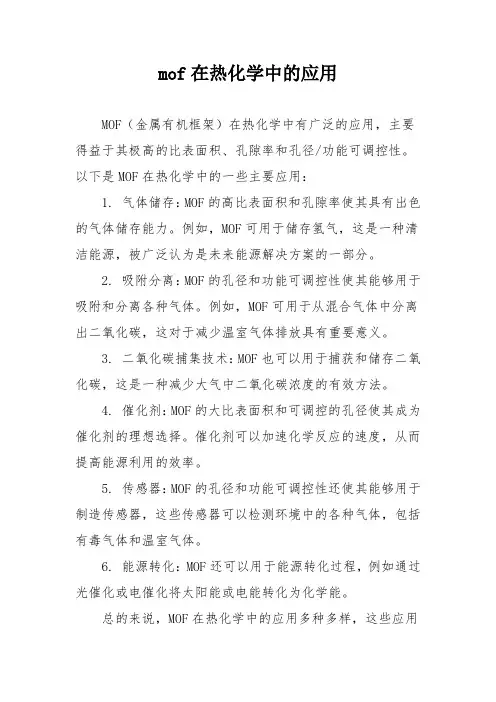 mof在热化学中的应用